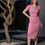 Pink & Blue Striped Polo Neck Rib Maxi Dress