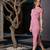 Pink & Blue Striped Polo Neck Rib Maxi Dress
