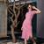 Pink & Blue Striped Polo Neck Rib Maxi Dress
