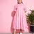 Neon Pink Check Midi Dress