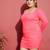Pink Mesh Ruched Bodycon Dress