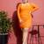Orange Mesh Ruched Bodycon Dress
