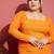 Orange Mesh Ruched Bodycon Dress