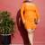 Orange Mesh Ruched Bodycon Dress