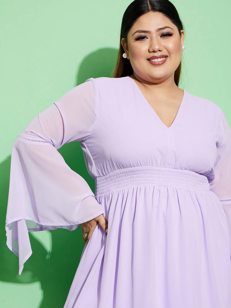 Lilac Boho Sleeve Skater Dress SASSAFRAS 4385486