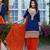 Exclusive Latest Designer Blue And Orange Patiyala Suits