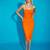 Orange Tulle Ruched Midi Dress
