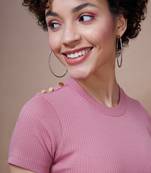 Pink Rib Round Neck Top