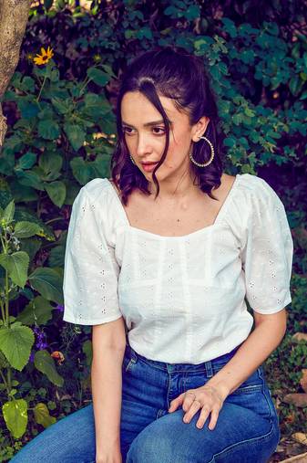 White Schiffli Square Neck Smoked Top