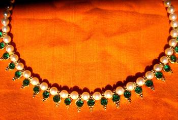 Dark Green Beads Pearl Necklace 3