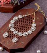 Tradtional Gold Plated Bridal Ad/Cz Choker Wedding Earring Necklace Jewellery Set