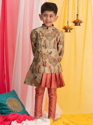 Boys' Green And Pink Ethnic Combo Set 1