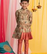 Boys' Green And Pink Ethnic Combo Set