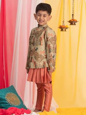 Boys' Green And Pink Ethnic Combo Set 2