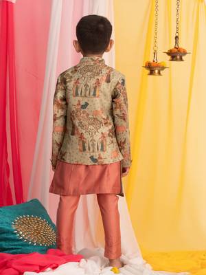 Boys' Green And Pink Ethnic Combo Set 3