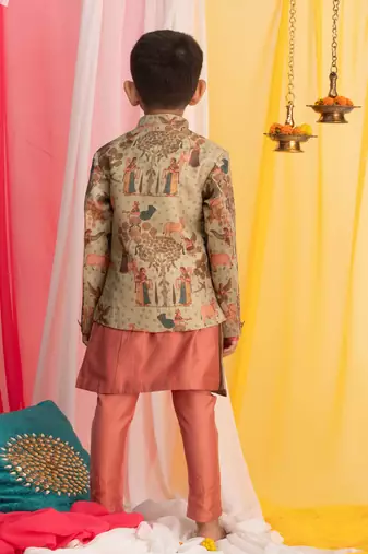 Boys' Green And Pink Ethnic Combo Set
