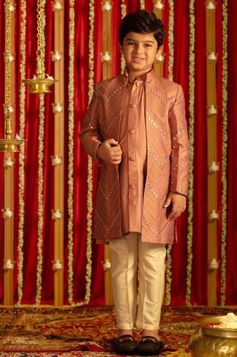 Boys' Purple And Cream Ethnic Combo Set