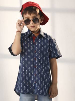  Navy Blue Ethnic Shirt 1