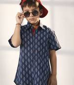  Navy Blue Ethnic Shirt