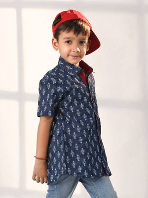  Navy Blue Ethnic Shirt 2