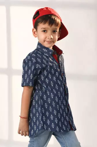  Navy Blue Ethnic Shirt