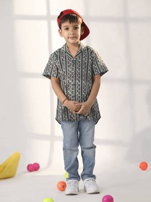  Bottle Green Ethnic Shirt 1