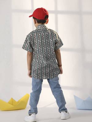  Bottle Green Ethnic Shirt 3