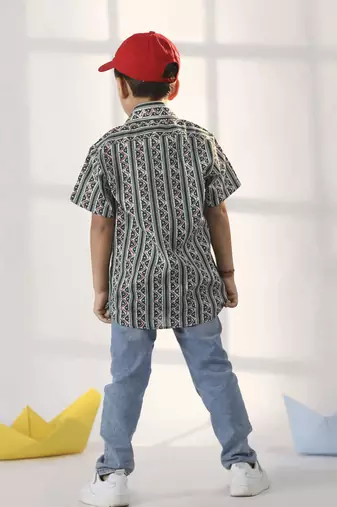  Bottle Green Ethnic Shirt