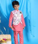  Pink Jacket, Kurta And Pyjama Set