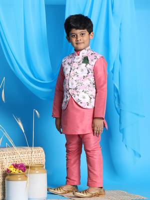  Pink Jacket, Kurta And Pyjama Set 2