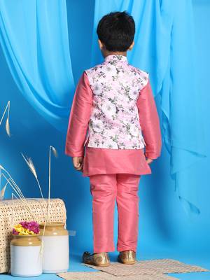  Pink Jacket, Kurta And Pyjama Set 3