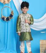  Green Jacket, Kurta And Pyjama Set
