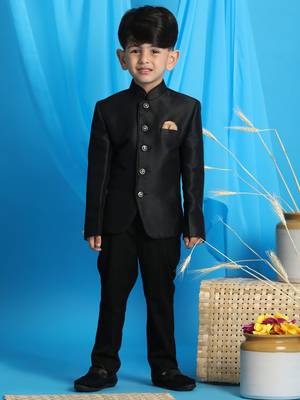  Black bandhgala jodhpuri jacket for boys 1
