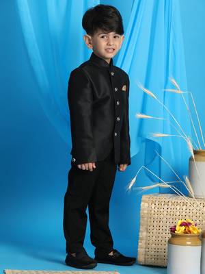  Black bandhgala jodhpuri jacket for boys 2