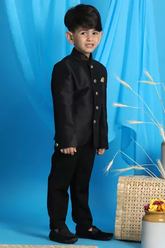  Black bandhgala jodhpuri jacket for boys