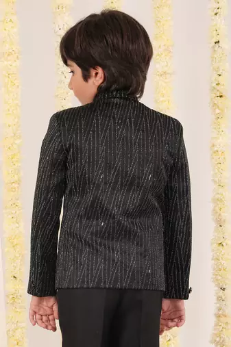 BOYS BLACK SEQUIN WORK BANDHGALA SUIT