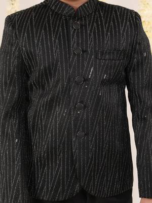 BOYS BLACK SEQUIN WORK BANDHGALA SUIT 4