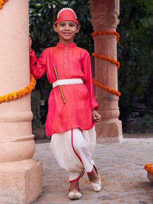  Pink And White Kurta And Dhoti Set 1