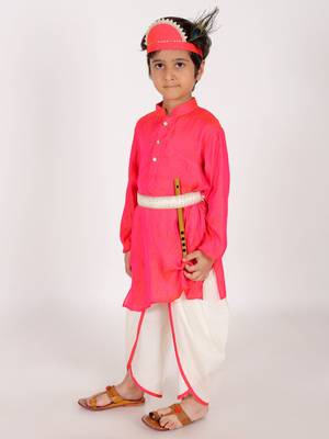  Pink And White Kurta And Dhoti Set 2