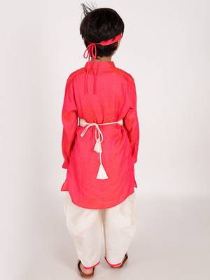  Pink And White Kurta And Dhoti Set 3