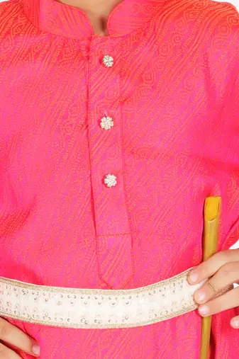  Pink And White Kurta And Dhoti Set
