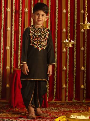  Black Kurta And Dhoti Set 1