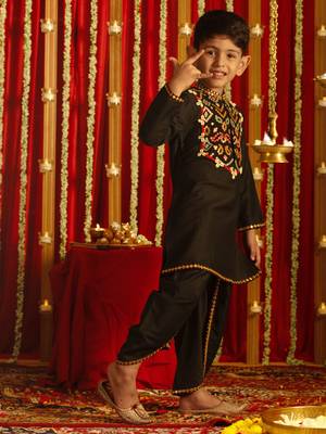  Black Kurta And Dhoti Set 2