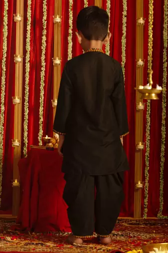  Black Kurta And Dhoti Set