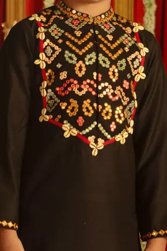  Black Kurta And Dhoti Set