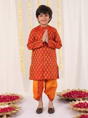  Red And Orange Kurta And Dhoti Set 1