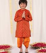  Red And Orange Kurta And Dhoti Set