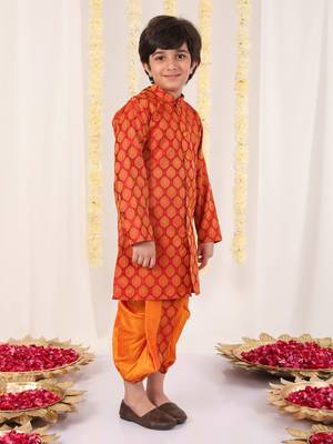  Red And Orange Kurta And Dhoti Set 2