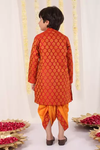  Red And Orange Kurta And Dhoti Set