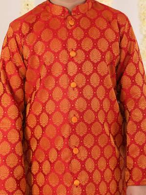  Red And Orange Kurta And Dhoti Set 4